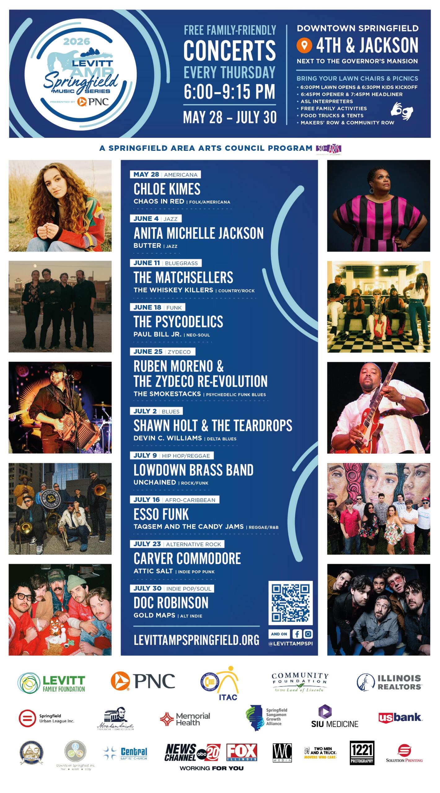 The full 2026 Levitt AMP Springfield Music Series lineup.