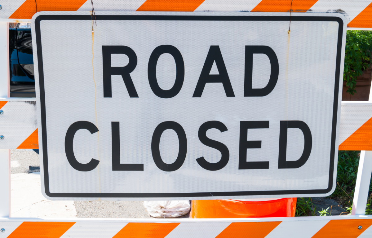 Road closed sign