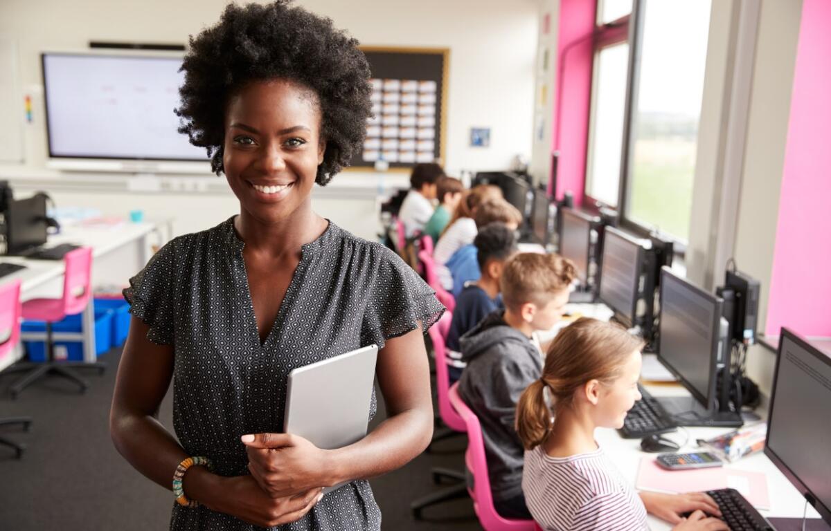 Teacher with classroom
