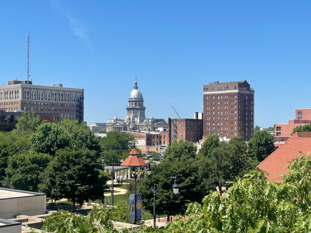 Downtown Springfield with Capitol in the distance