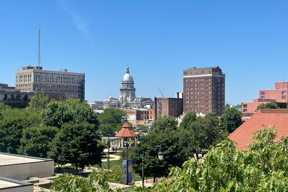 Downtown Springfield with Capitol in the distance