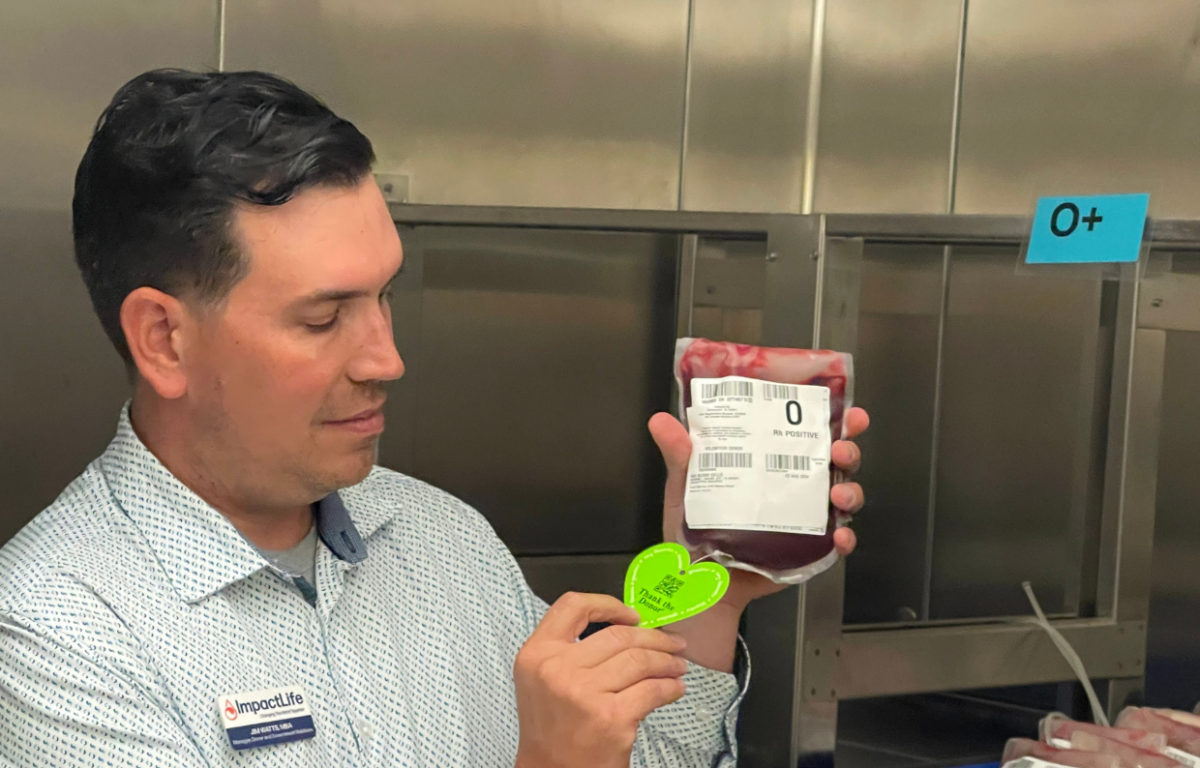 ImpactLife's Jim Watts with blood donation