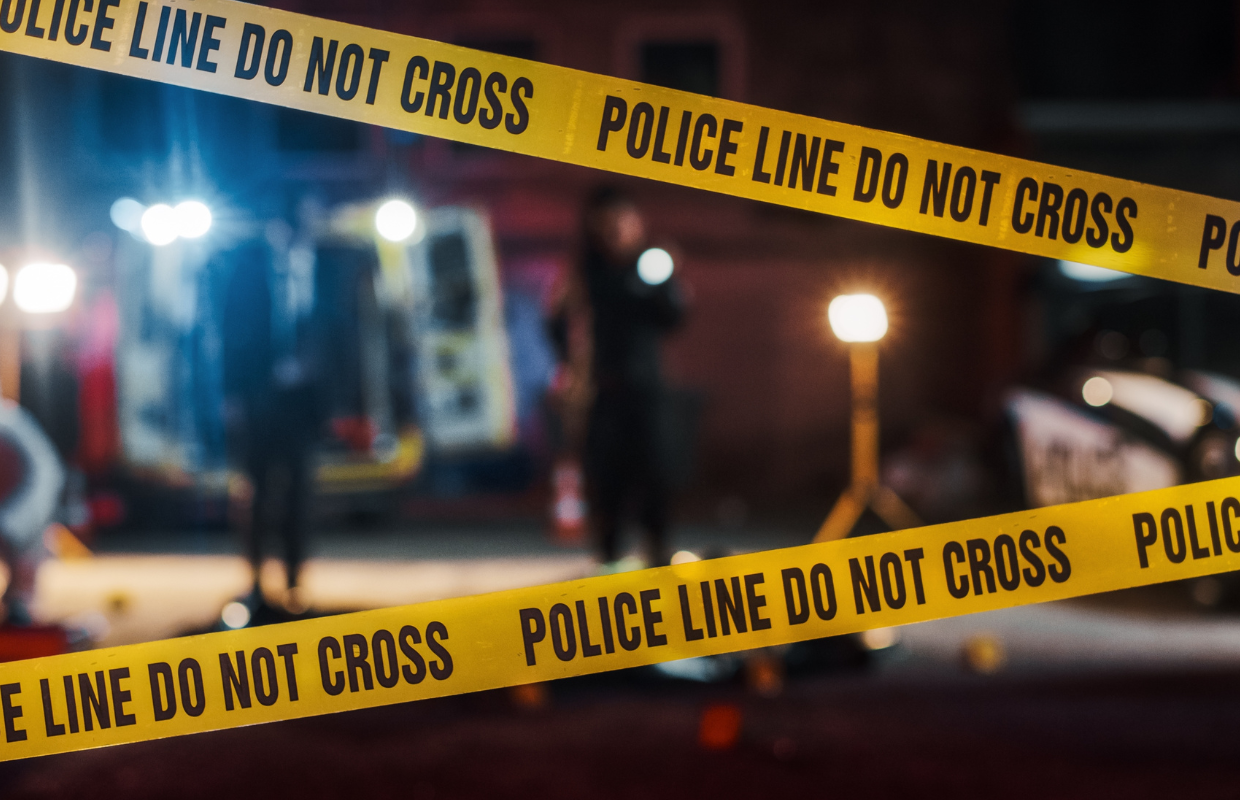 Night crime scene