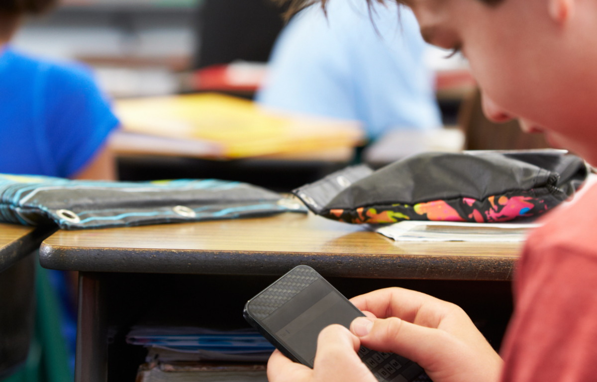 student on cell phone