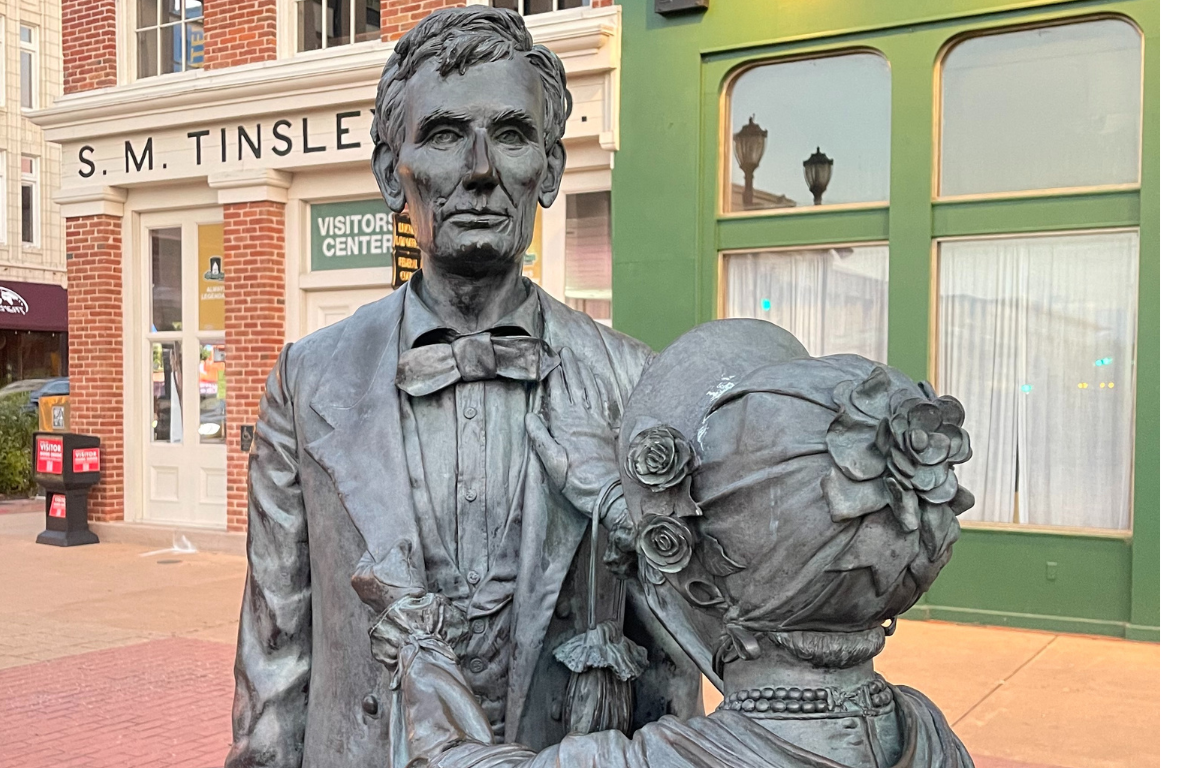 Lincoln and Mary statute near CVB visitor center