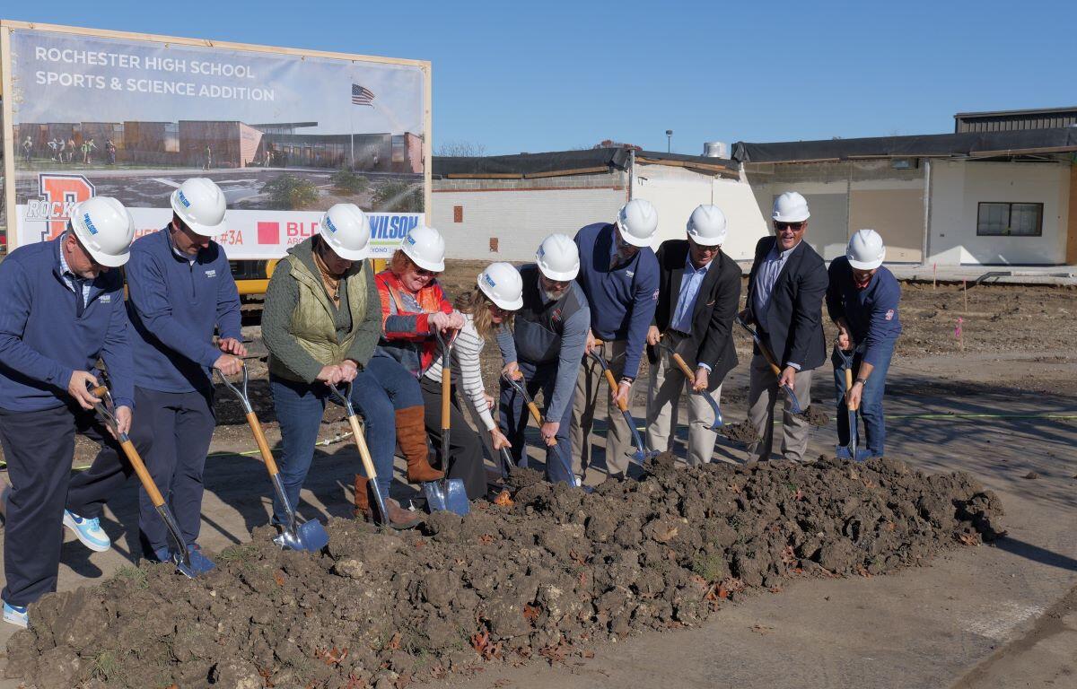 Groundbreaking at Rochester High School for $27.7 million in academic and athletic improvements