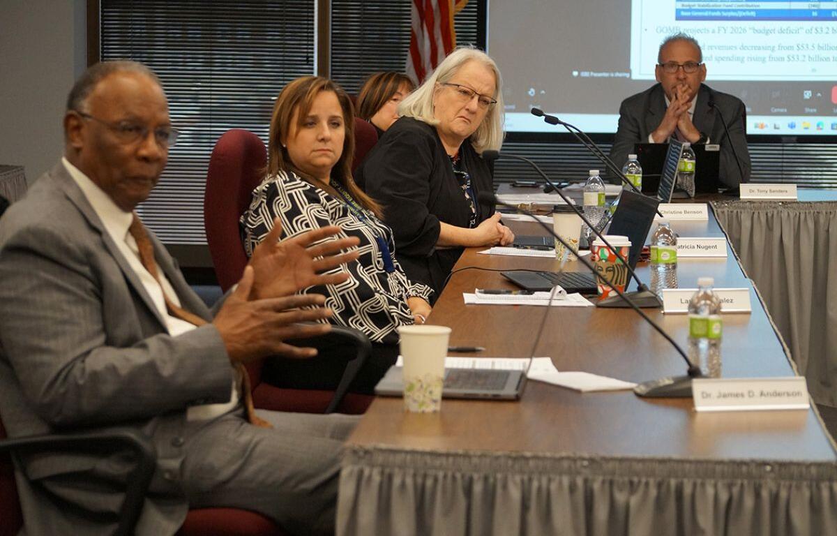 Members of the Illinois State Board of Education are pictured at the board’s December meeting. (Capitol News Illinois photo by Peter Hancock)