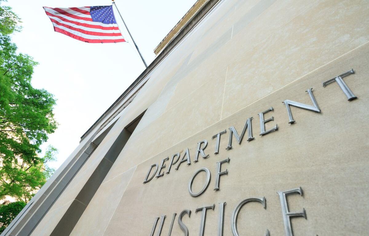 The northern facade of the Department of Justice building in the Nations capital .