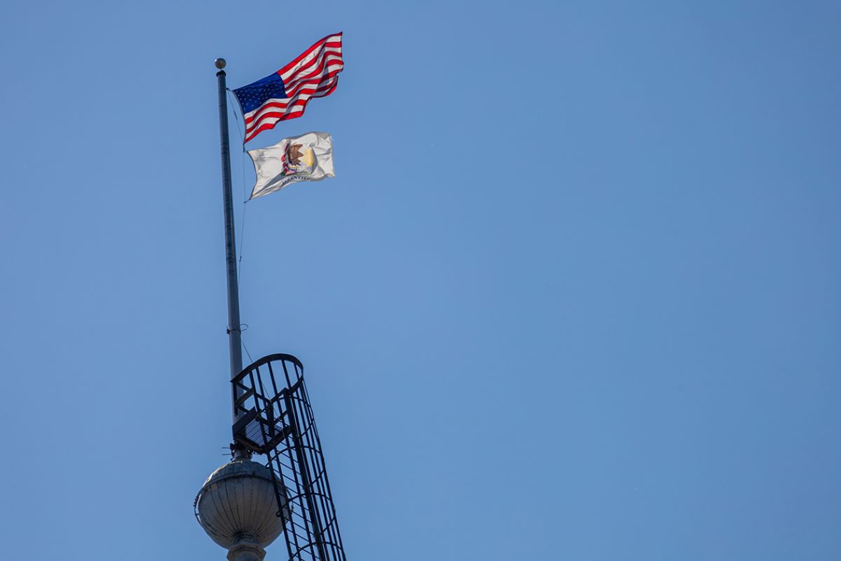Flags flying at Illinois Capitol