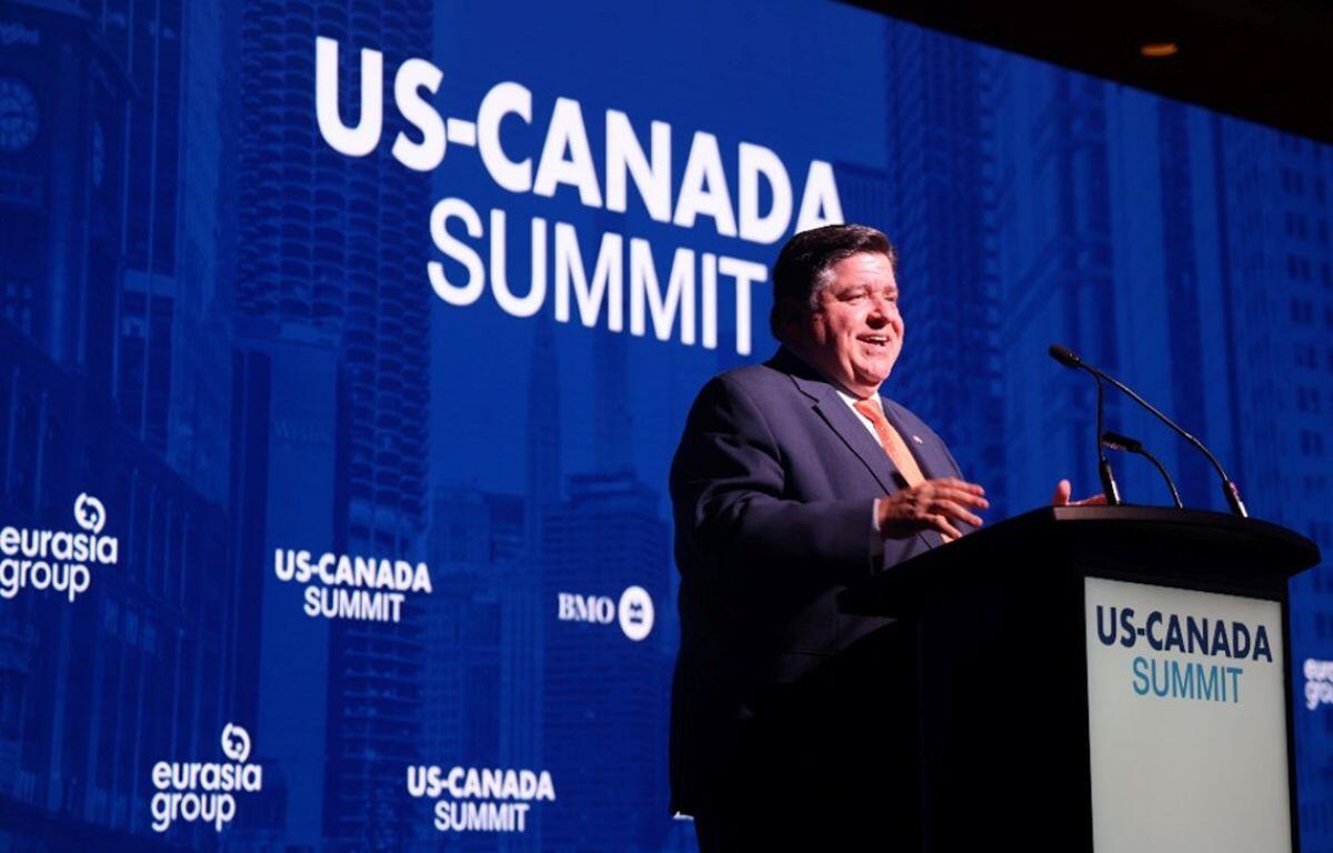 Gov. JB Pritzker makes keynote remarks at the U.S.-Canda Summit in June 2024. (Photo provided by the Office of Gov. JB Pritzker)