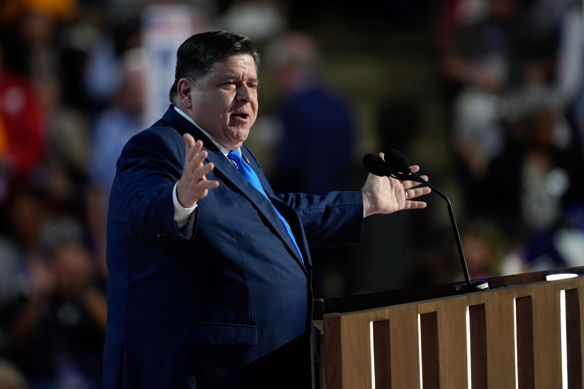 Illinois Gov. JB Pritzker speaks during the Democratic National Convention, in Chicago, Aug. 20, 2024. (AP Photo/Paul Sancya, File)