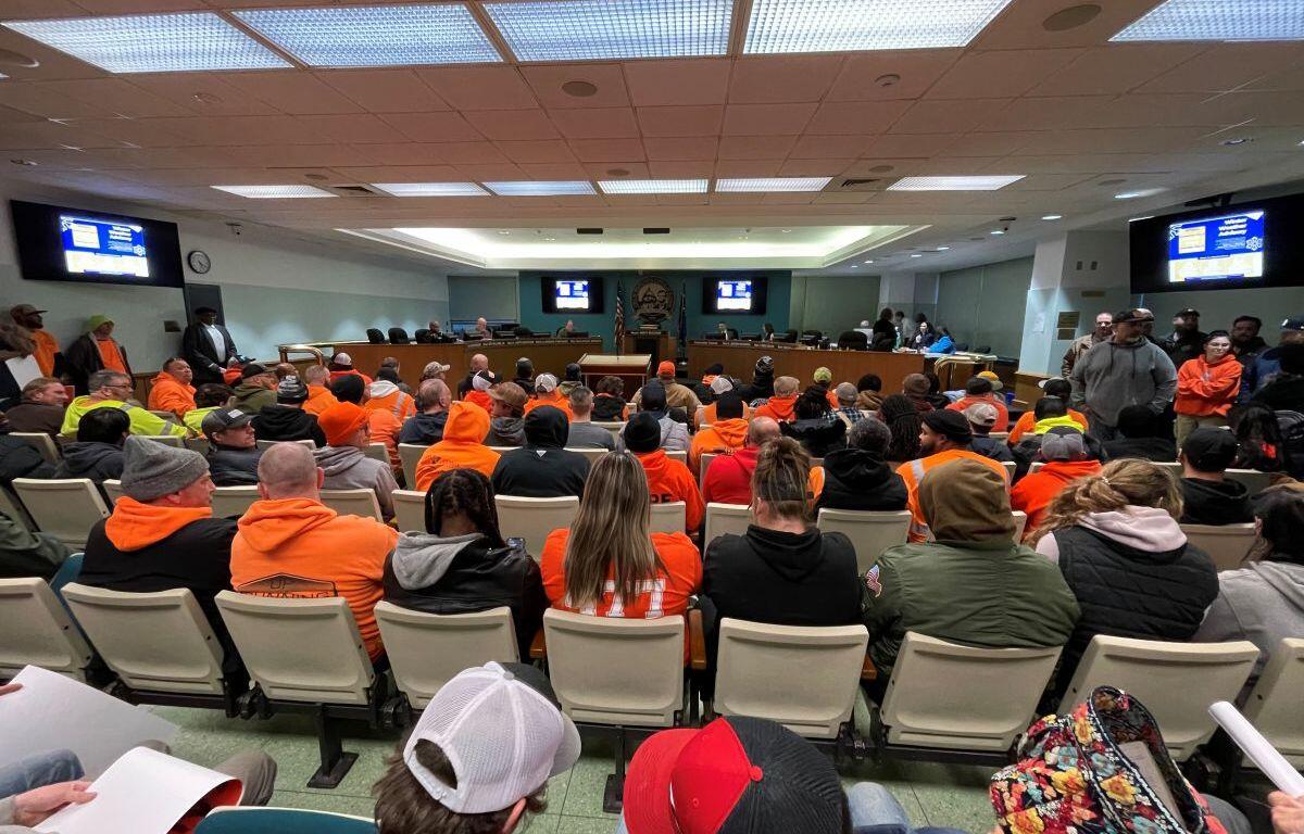 Union members at Springfield City Council Committee of the Whole meeting