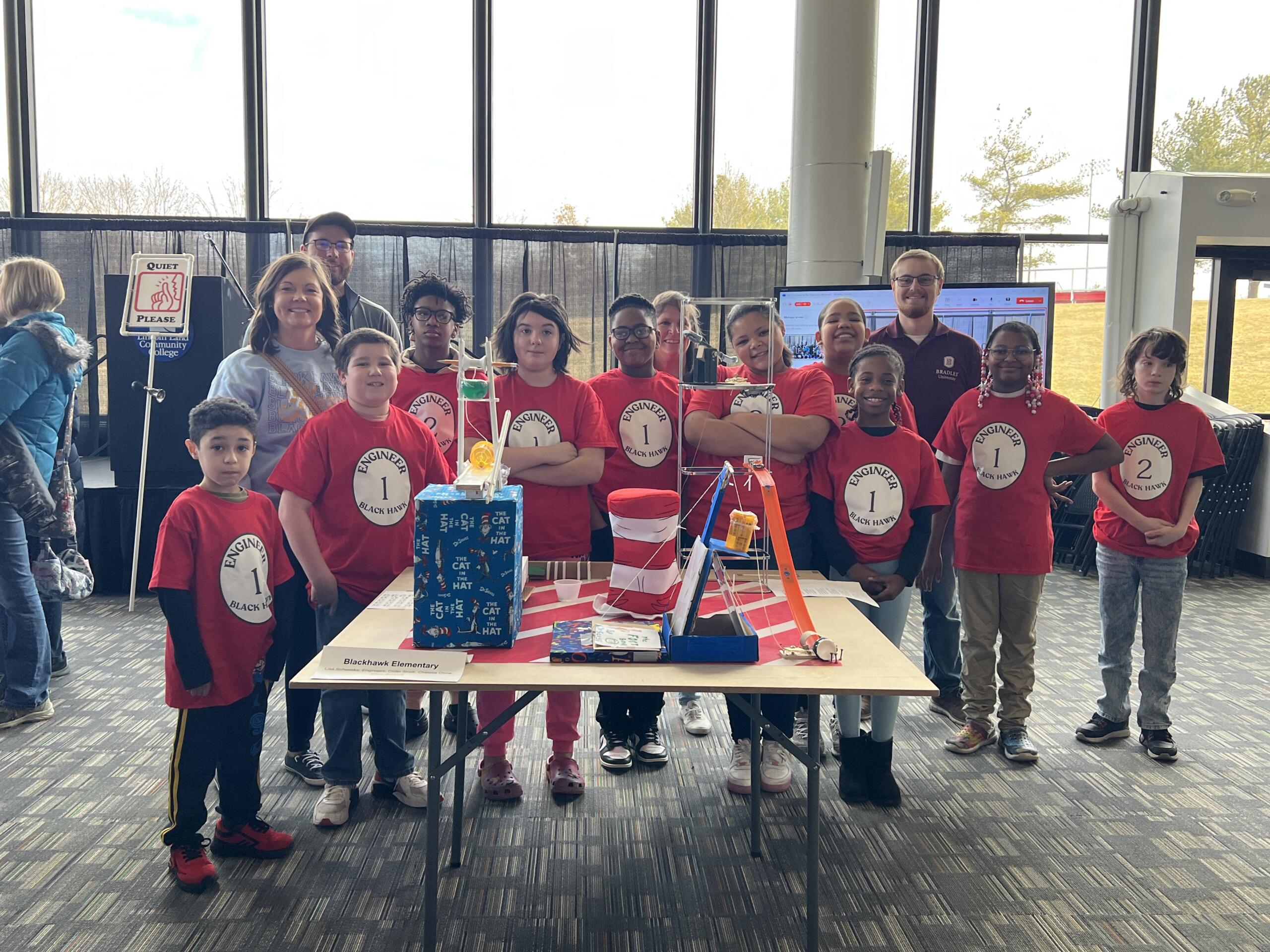 Students from Black Hawk Elementary with their Rube Goldberg device.