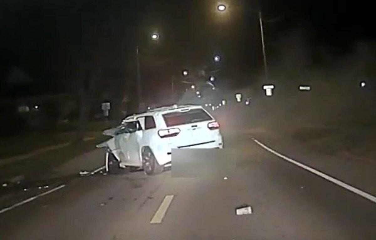 White Jeep at crash scene