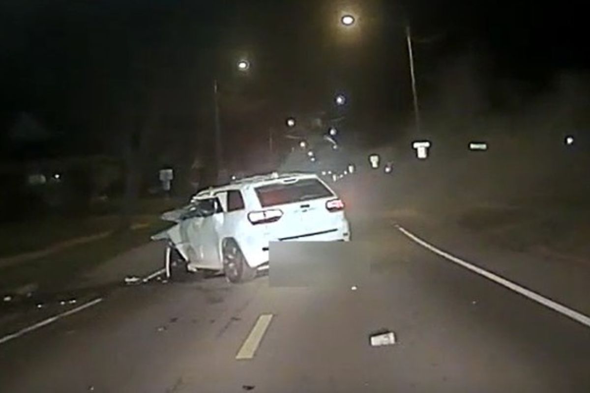 White Jeep at crash scene