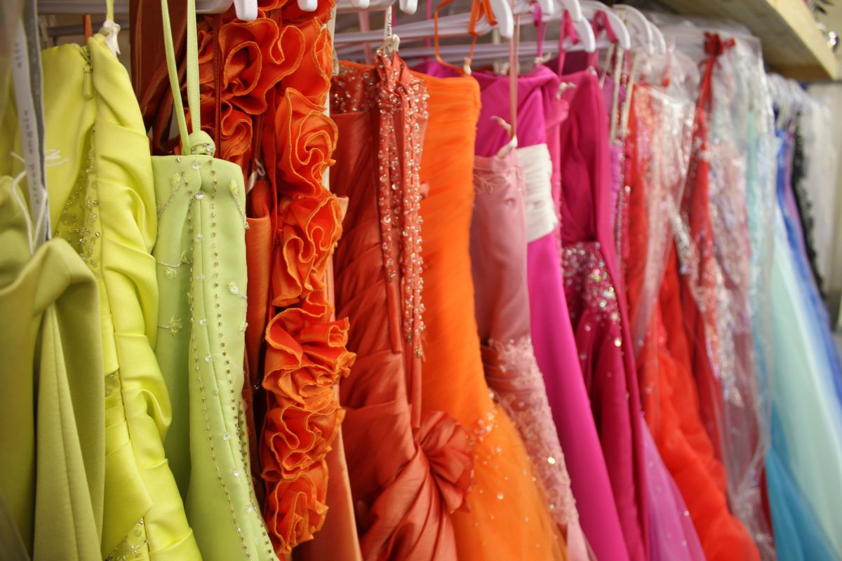prom dresses on rack