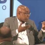 Illinois Attorney General Kwame Raoul answers questions during a luncheon interview at the City Club of Chicago on April 1, 2025. (Credit: City Club of Chicago)