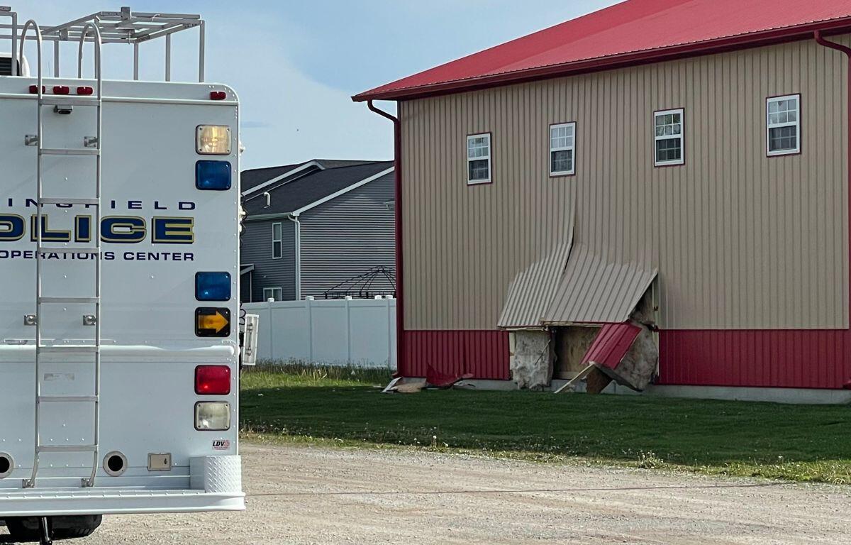 West side of YNOT building after tragic crash on April 29, 2025.