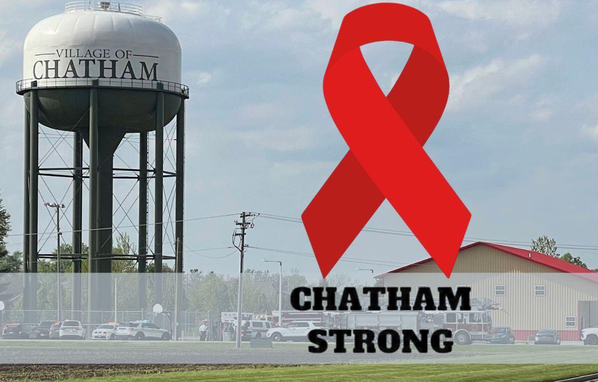 Chatham Strong red ribbon with photo of Chatham water tower near YNOT