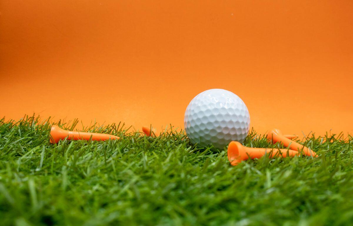 Golf ball and tees on course