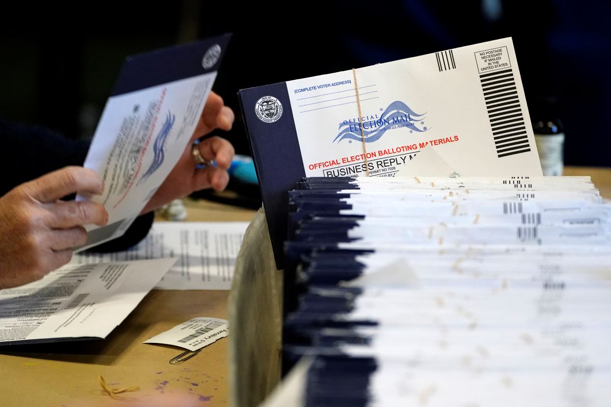 Chester County, Pa., election workers process mail-in and absentee ballots at West Chester University in West Chester, Pa., Nov. 4, 2020. (AP Photo/Matt Slocum, File)