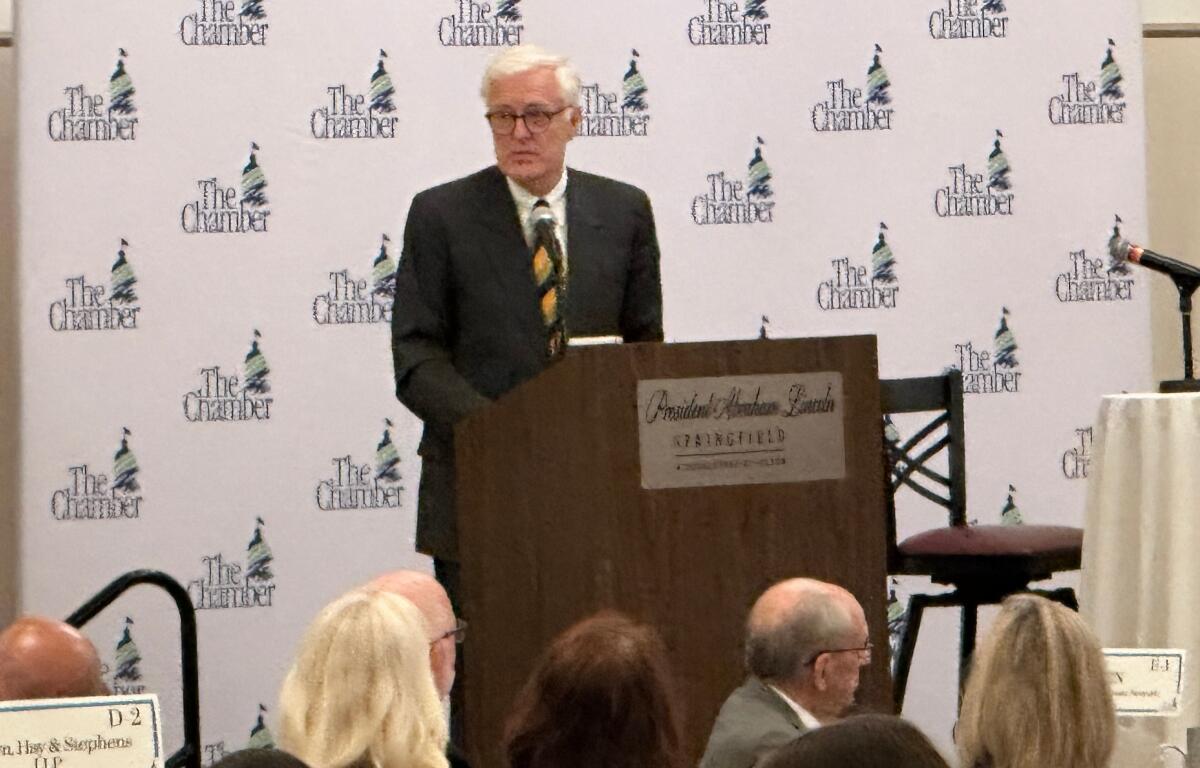 Sangamon County Board Chair Andy Van Meter speaks at the annual "State of the Springfield Area" event.