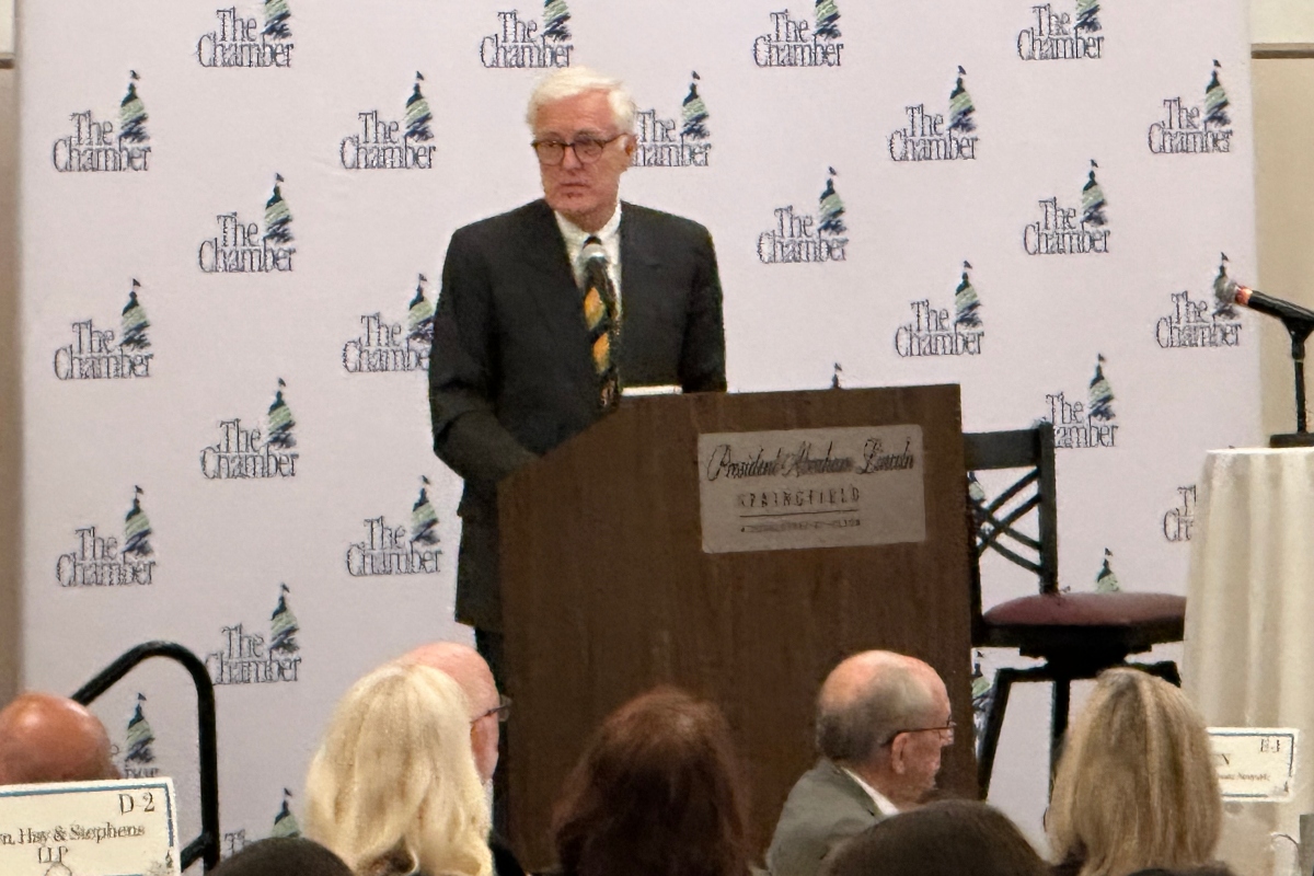 Sangamon County Board Chair Andy Van Meter speaks at the annual "State of the Springfield Area" event.