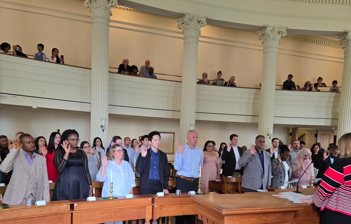 60 people took the oath to become American Citizens Wednesday at the Old State Capitol.
