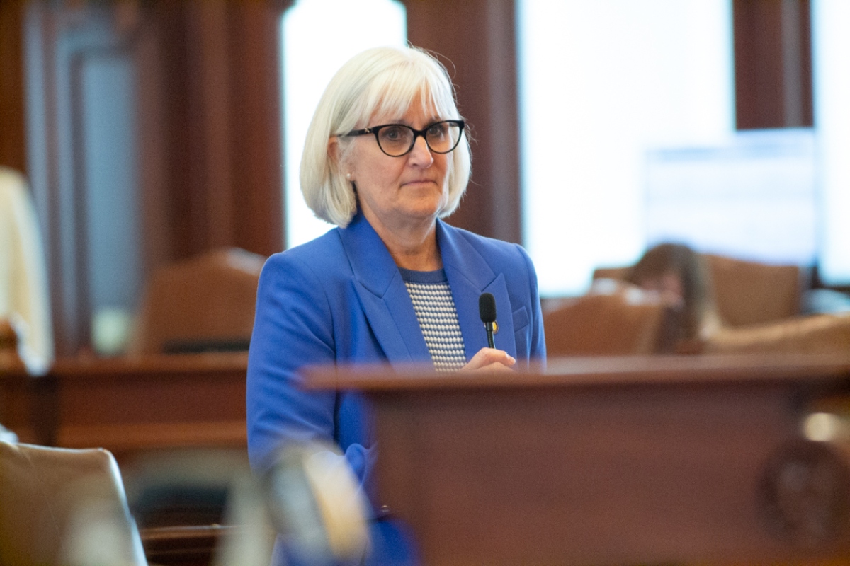 State Sen. Mary Edly-Allen is pictured on the Senate floor on Wednesday, May 21, 2025. (Capitol News Illinois photo by Jerry Nowicki)