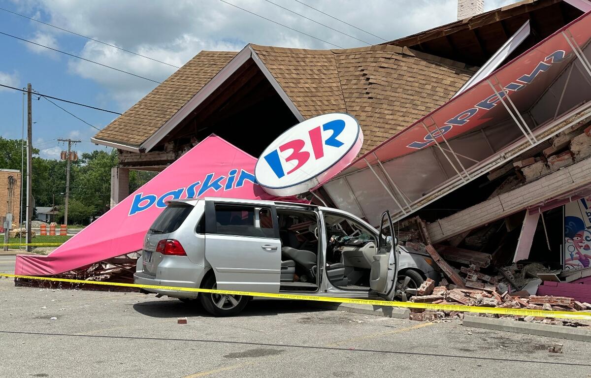 A van hit the Baskin Robbins at MacArthur Blvd. and Laurel Tuesday afternoon.
