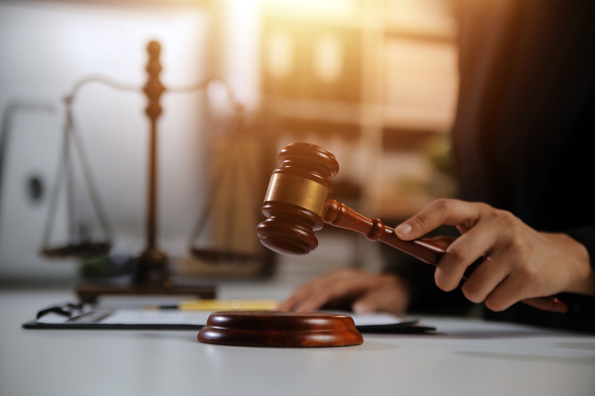 Gavel in a courtroom