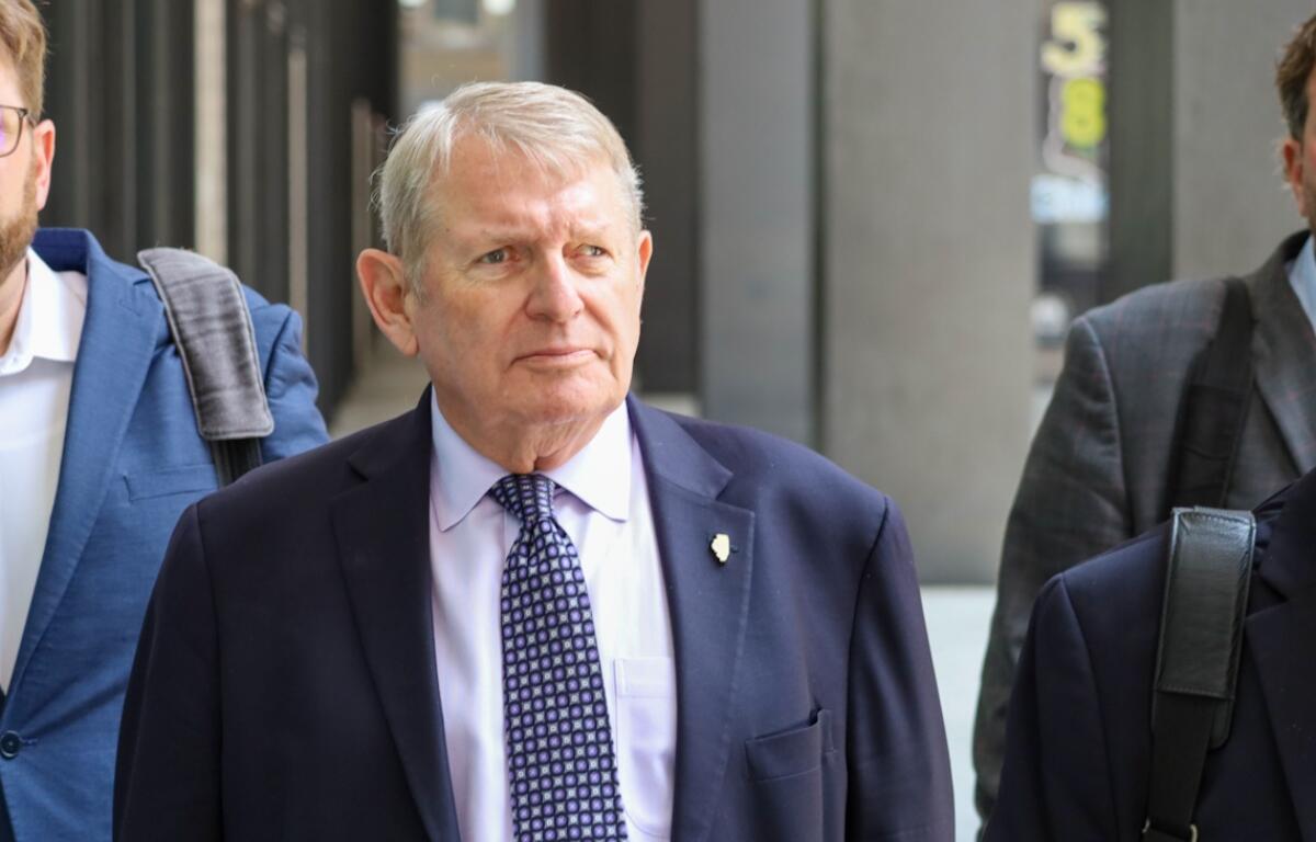Longtime Springfield lobbyist Mike McClain, a former close friend and advisor to ex-Illinois House Speaker Michael Madigan, leaves the Dirksen Federal Courthouse on Thursday, July 24, after receiving a two-year prison sentence. McClain was convicted in 2023’s “ComEd Four” trial in which McClain and other lobbyists and executives for electric utility Commonwealth Edison were found guilty of having orchestrated a yearslong bribery scheme targeted at Madigan. (Capitol News Illinois photo by Andrew Adams)