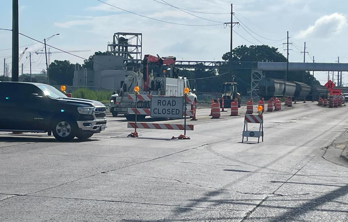The scene near a train derailment near the Decatur ADM plant.