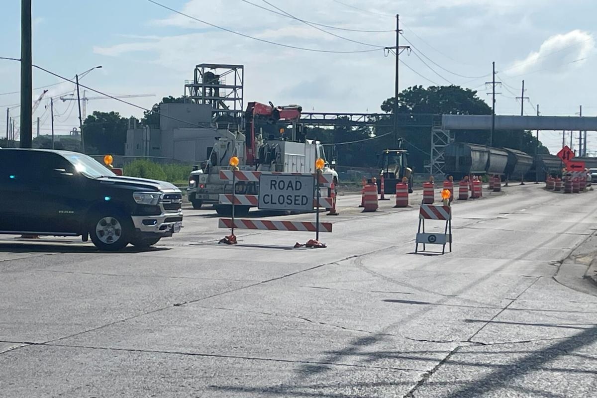 The scene near a train derailment near the Decatur ADM plant.