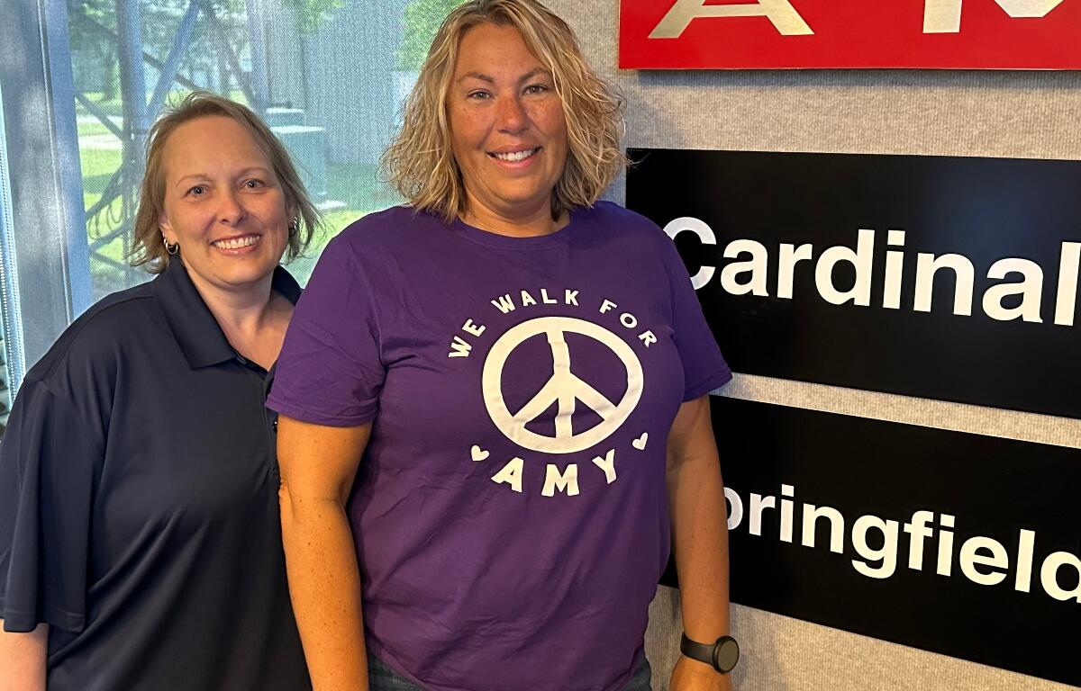 Kristi Hosea (left) and Jenny Sanderfield, representing Mothers Against Drunk Driving
