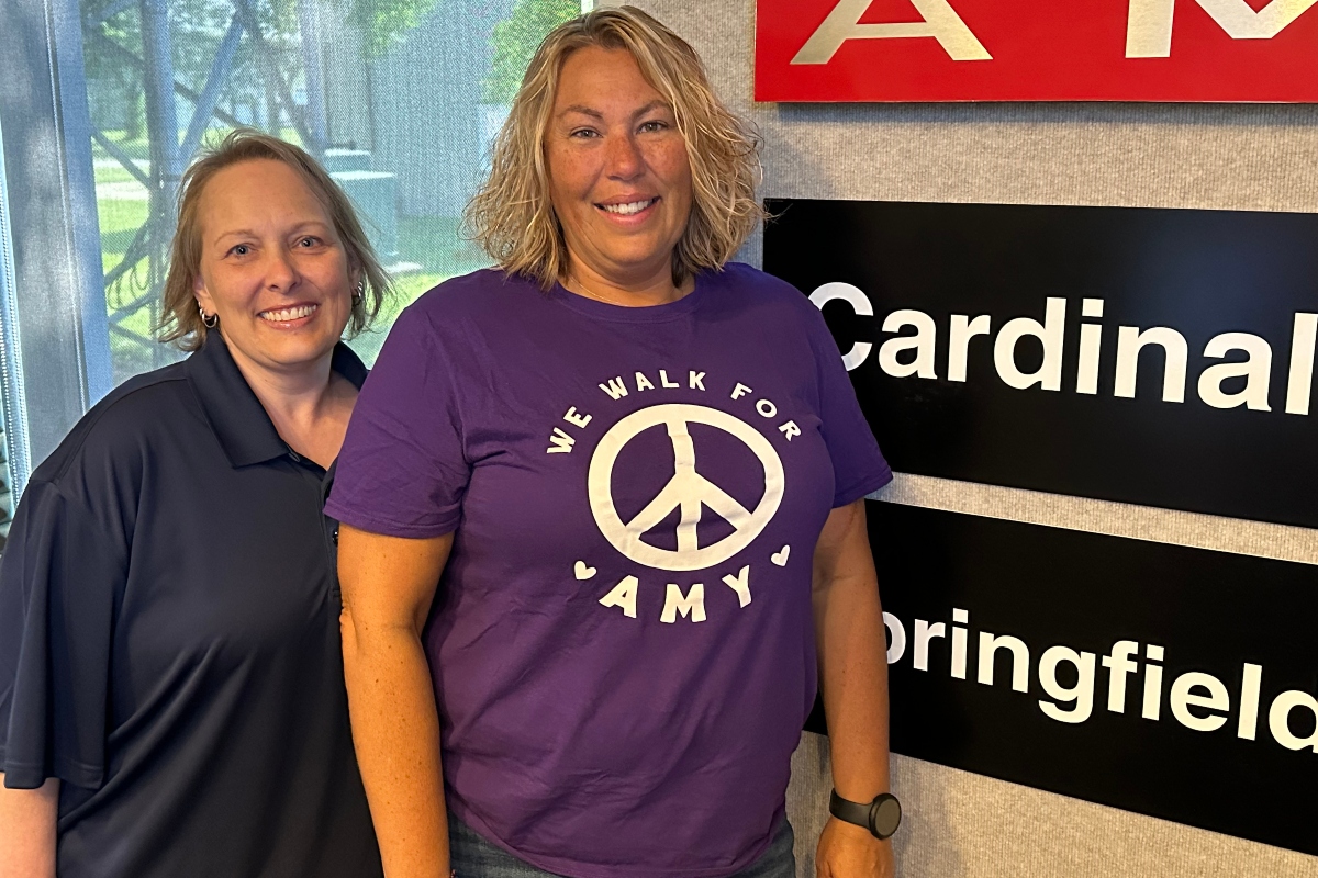 Kristi Hosea (left) and Jenny Sanderfield, representing Mothers Against Drunk Driving