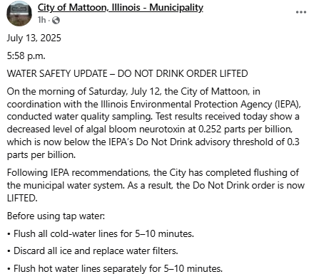 Village of Mattoon Facebook post