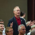 Former Illinois Republican Party Chair Don Tracy tells a crowd of Republicans in Springfield that he will run for U.S. Senate in 2026. (Capitol News Illinois photo by Jerry Nowicki)
