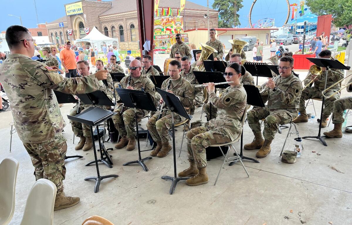 A band plays during Veterans Day Sunday at the Illinois State Fair.