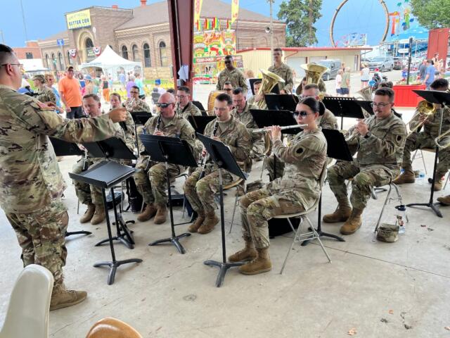 A band plays during Veterans Day Sunday at the Illinois State Fair.