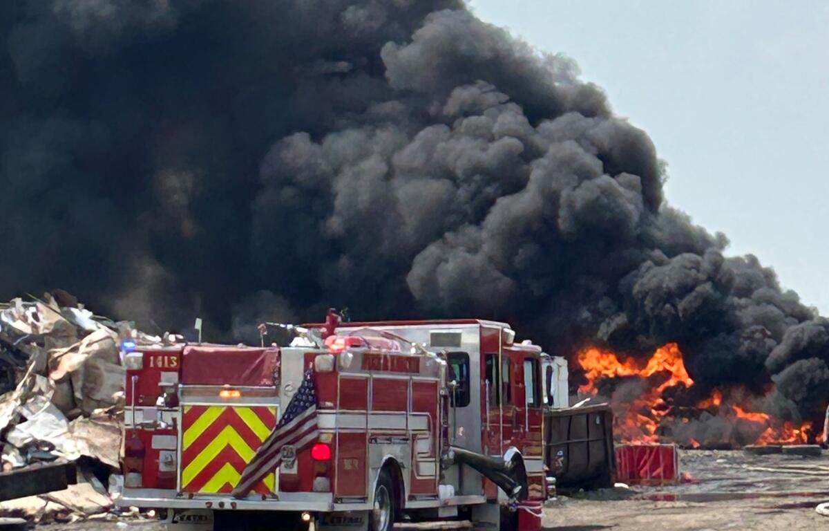 Fire broke out Friday at Sheppard's Auto Sales & Salvage in Alexander.