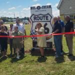 The new Route 66 donut sign was the subject of a ribbon-cutting Wednesday outside Mel-o-Cream on 6th Street.