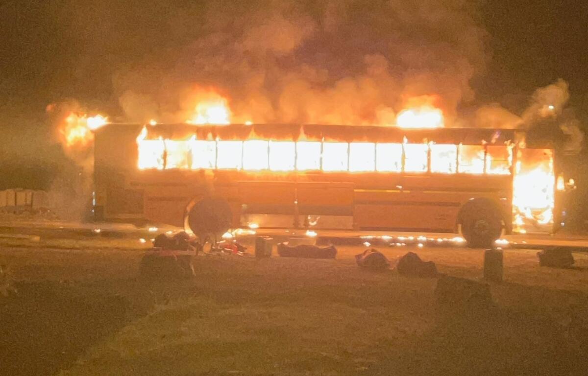 The Pana Panthers football team bus caught fire Friday night.