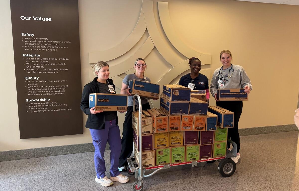 Girl Scouts of Central Illinois donated Girl Scout cookies to frontline health care workers at Springfield Memorial Hospital as part of Operation Cookie Share.