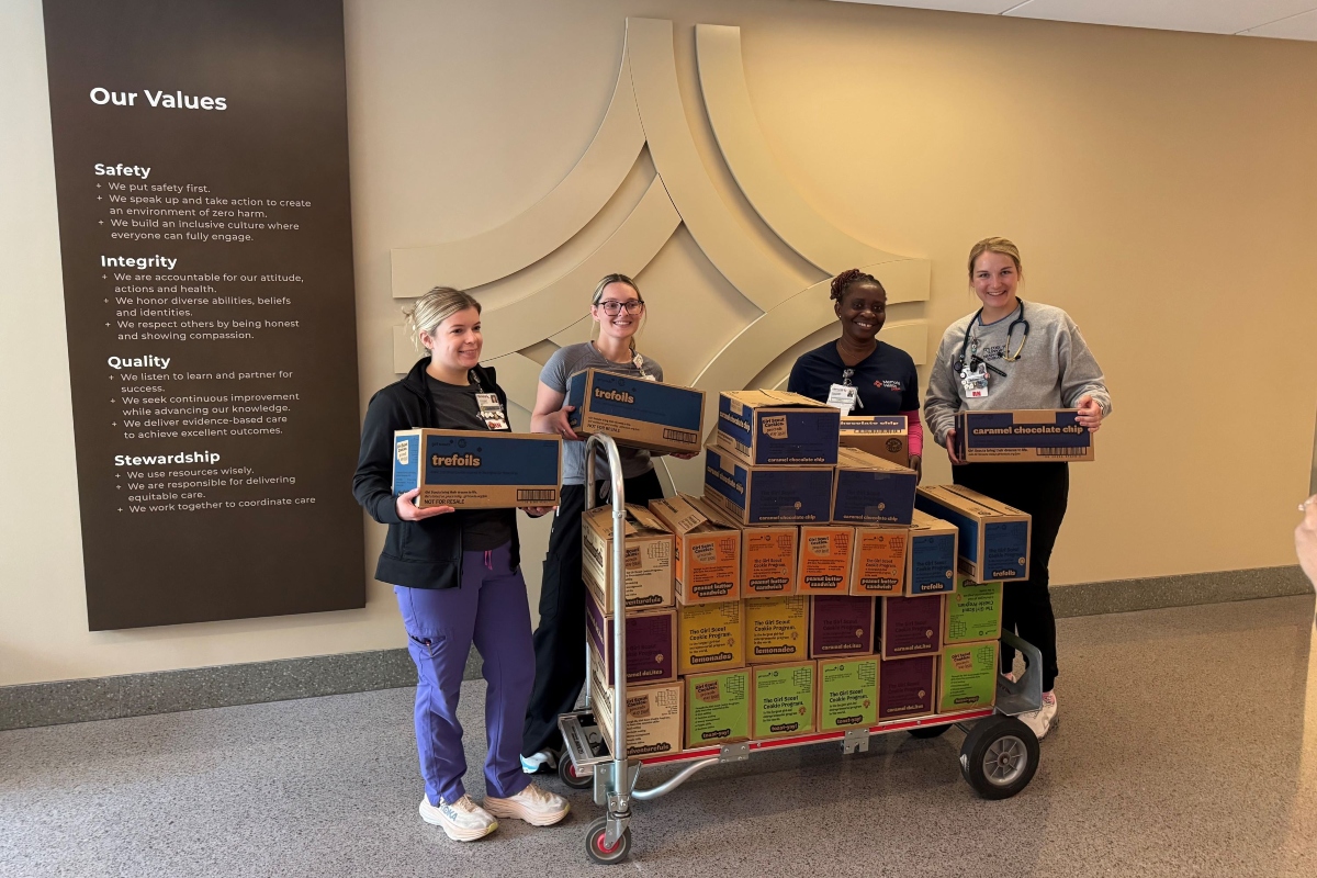 Girl Scouts of Central Illinois donated Girl Scout cookies to frontline health care workers at Springfield Memorial Hospital as part of Operation Cookie Share.