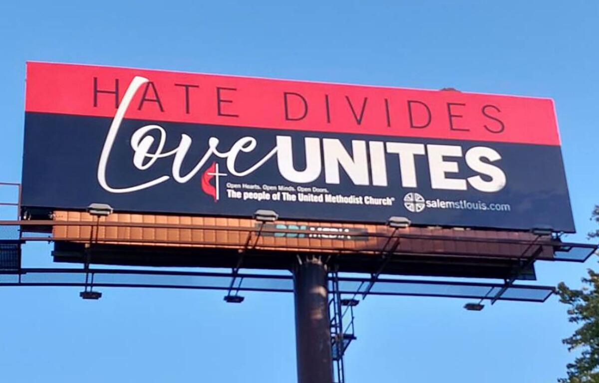 A picture of how the billboard will look, as seen on a similar sign in Salem, Missouri. (Provided by United Methodist Church)