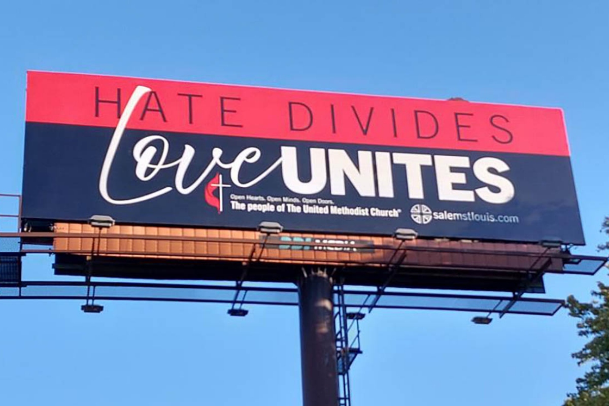 A picture of how the billboard will look, as seen on a similar sign in Salem, Missouri. (Provided by United Methodist Church)