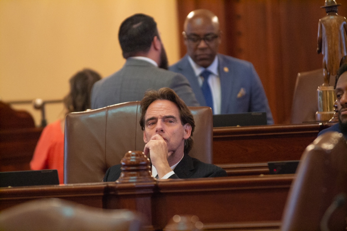Sen. Steve Stadelman, D-Caledonia, listens to debate in the Illinois Senate on May 30, 2025. (Capitol News Illinois photo by Jerry Nowicki)