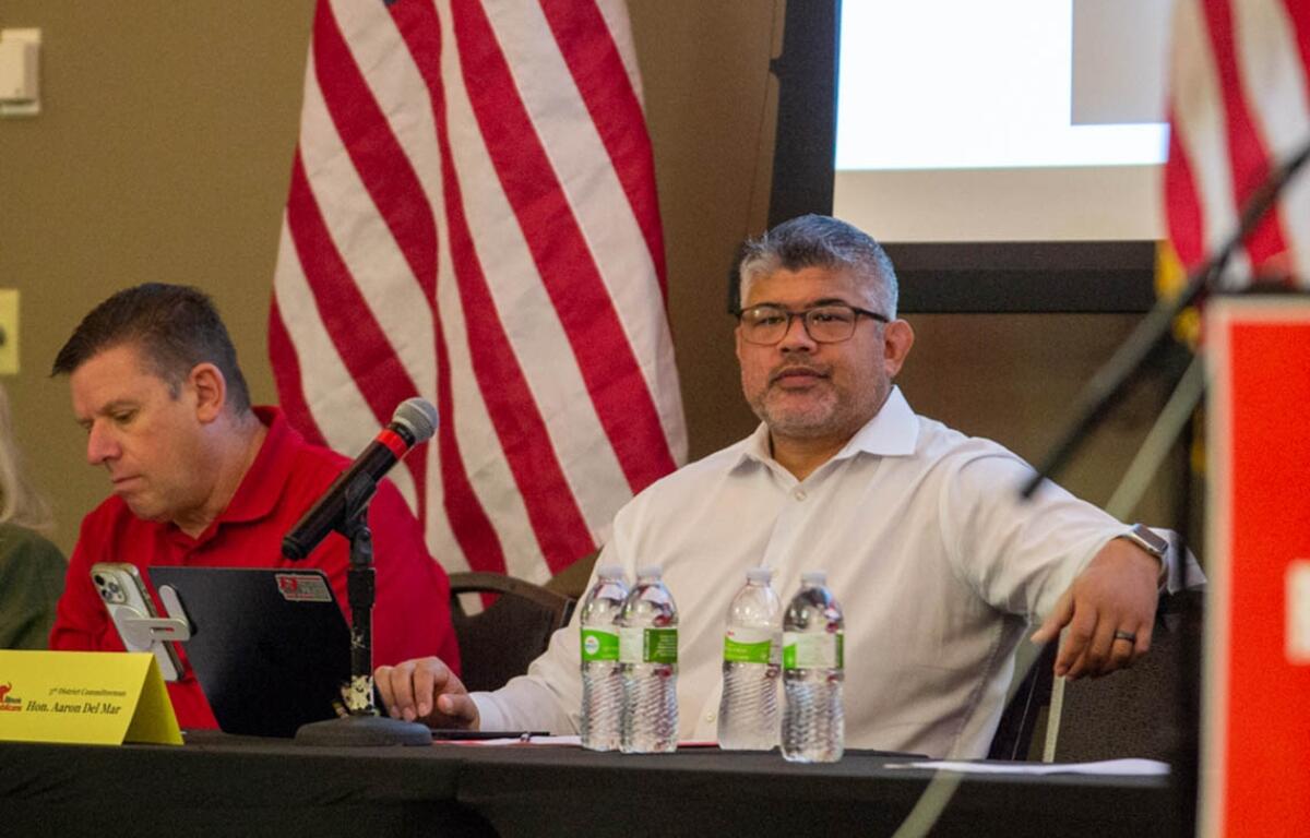 Aaron Del Mar, chair of the Cook County Republican Party, is pictured at the Republican State Central Committee’s August meeting. He will be the running mate for former state Sen. Darren Bailey as he tries to run again for governor, sources told Capitol News Illinois.