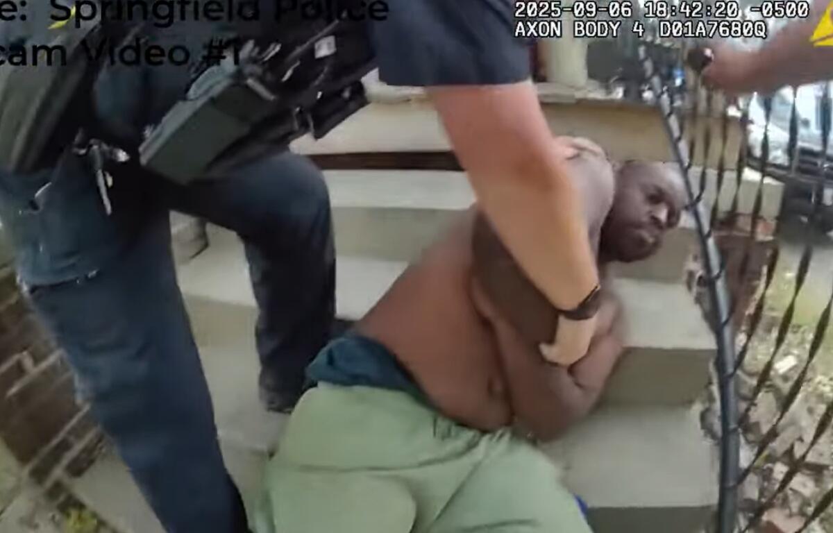 A screenshot of Springfield Police Bodycam video of a recent "Use of Force" indicent.